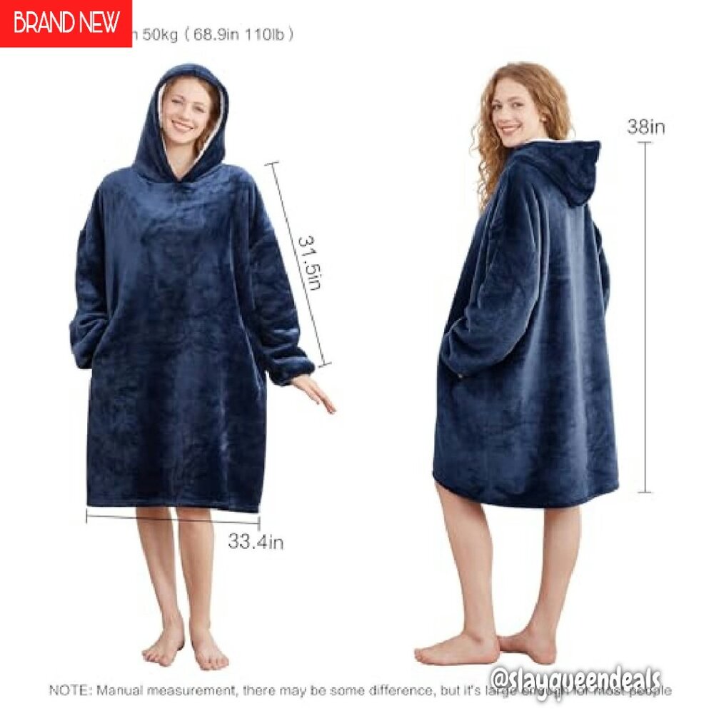 Oversized Sherpa Wearable Blanket Hoodie for Adults & Teens, Cozy Gift - Picture 4 of 8